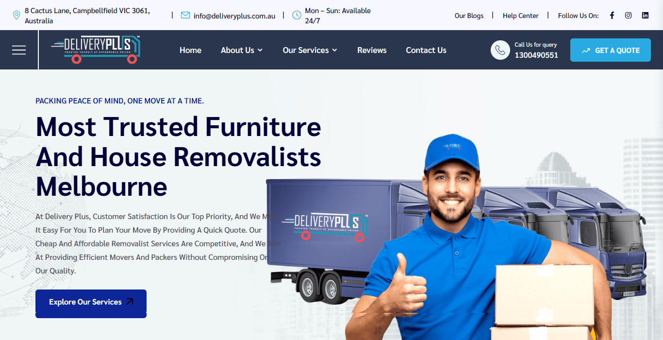 Deliveryplus Australia logistics website design by UI UX website design agency
