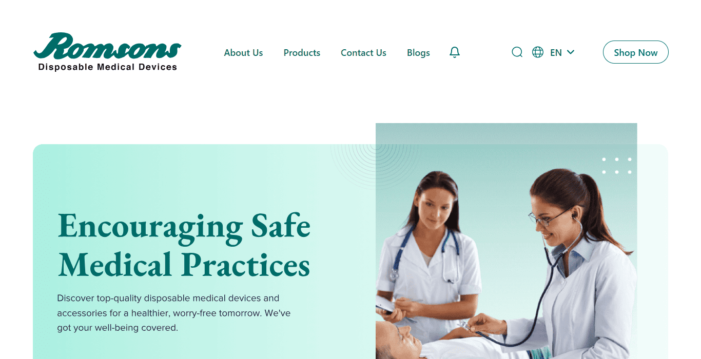 Romsons healthcare website design services by professional website design company