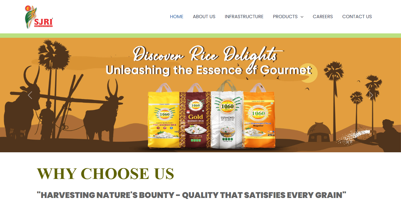 Shree Jain Rice food industry website design by website design services company